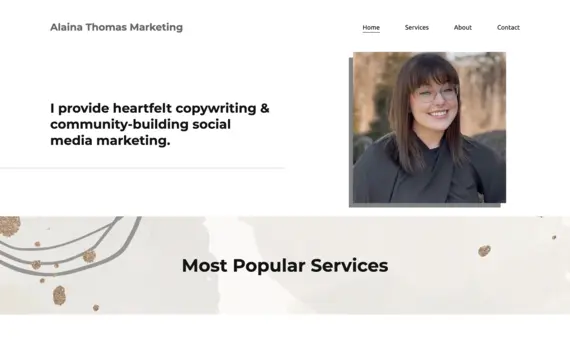 The portfolio website of Alaina Thomas, copywriter and social media marketer.