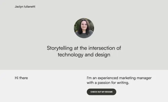 The portfolio website of Jaclyn Iulianetti, marketing manager.