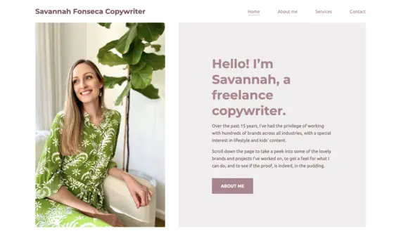 The portfolio website of Savannah Fonseca, copywriter.